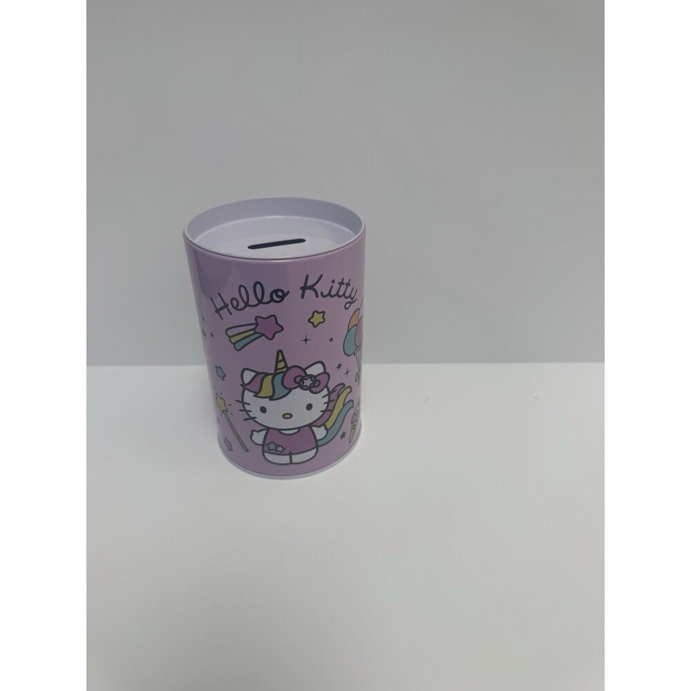 Hello Kitty Unicorn Tin Coin Bank Pink Metal Piggy Bank Savings Can Sanrio Kids